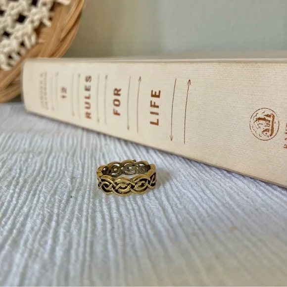 Gold Braid Pinkie Ring “Unity” 4 Celtic Knot Twist Minimal Classic - Picture 6 of 13
